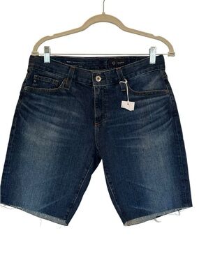 New AG Adriano Goldschmied Relaxed Skinny Denim Short Size 27 Bermuda Frayed Hem